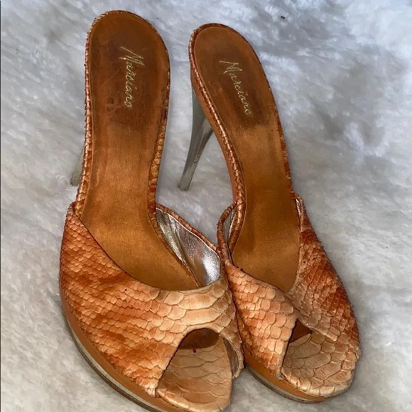 Marciano croc leather open toe stiletto mules Sz 9.5 - Picture 2 of 16